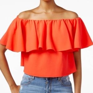 RACHEL Rachel Roy ruffle off shoulder crop top